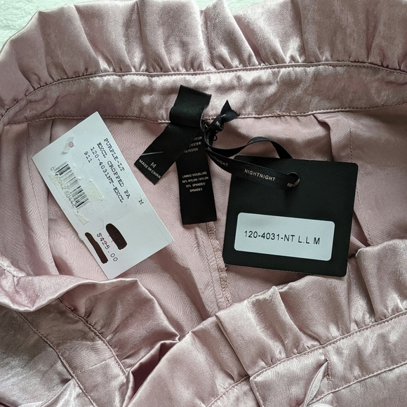 Jonathan Simkhai Intermix Pants Satin Lounge Wide Leg Crop Zip Fly Purple M NWT - Picture 12 of 15